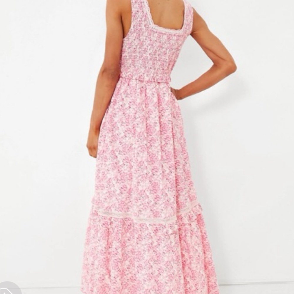 LoveShackFancy Pink Ruffled Tiered Sundress